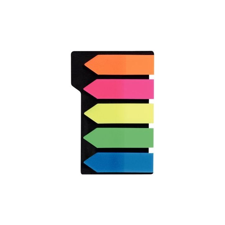 Carte de 5 x 25 index flèches coloris assortis transparents 21143