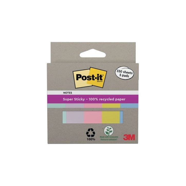 Boite de 5 blocs de marque-pages le recyclable 350 feuilles coloris pastel BP1506 POST-IT 3M