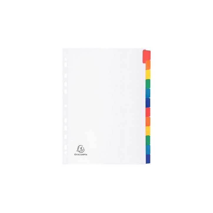 Jeu de 12 intercalaires en carte blanche Mylar, format A4 2312E EXACOMPTA