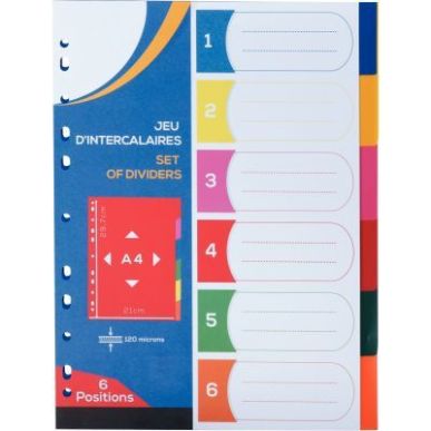 Achetez Jeu de 6 intercalaires en polypropylène 12/100ème format A4 couleurs assorties 2010022 pas..
