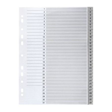Achetez PERGAMY Jeu 31 intercalaires numériques 1-31 polypropylène format A4. Coloris Blanc pas ch..