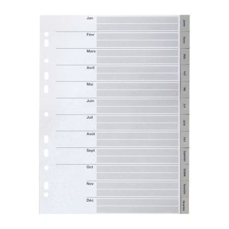 Achetez PERGAMY Jeu 12 intercalaires mensuels Janvier-Décembre polypropylène format A4. Coloris Bl..