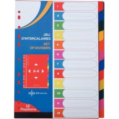 Achetez Jeu de 12 intercalaires en polypropylène 30/100ème, format A4 2010019 pas cher sur Ma Rent..