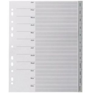 Achetez Jeu de 12 intercalaires mensuels en polypropylène gris format A4+ 100745247 NOKI pas cher s..