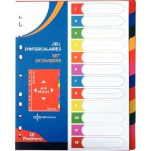 Achetez Jeu de 12 intercalaires en polypropylène 30/100ème, format A4+ 2010017 pas cher sur Ma Ren..