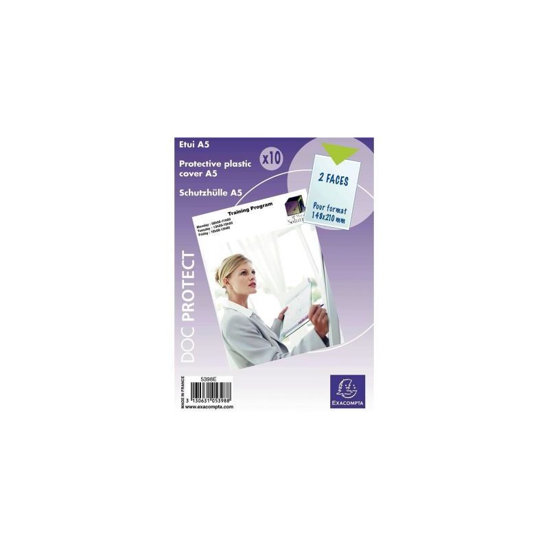 Achetez EXA SACHET DE 10 ETUIS DE PROTECTION A5 PVC 5398E pas cher sur Ma Rentrée Scolaire