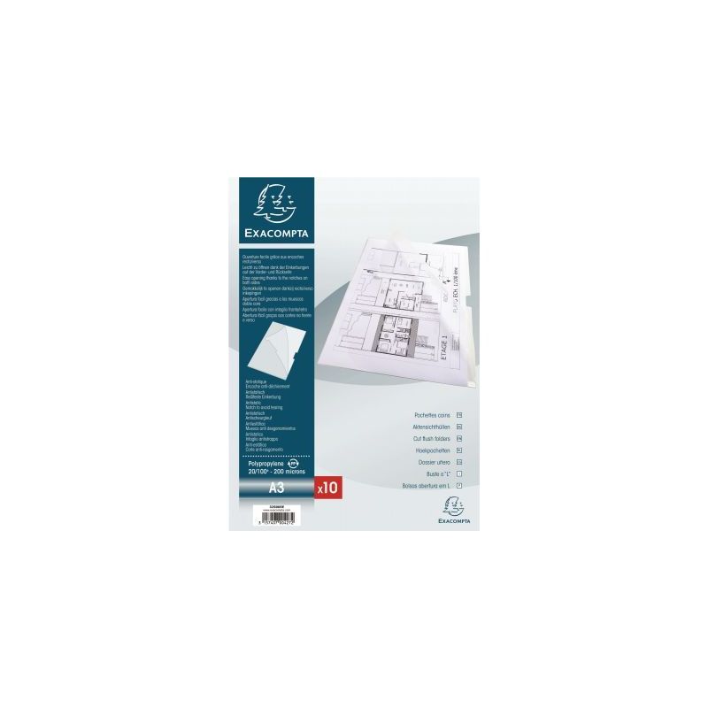 Achetez Sachet de 10 pochettes coin en polypropylène 20/100ème pour format A3 325005E EXACOMPTA pa..