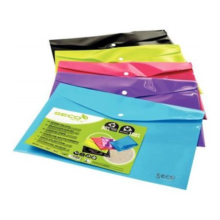 Achetez Paquet de 5 enveloppes avec bouton pression en polypropylène 80% recyclé pour format A4 PP..