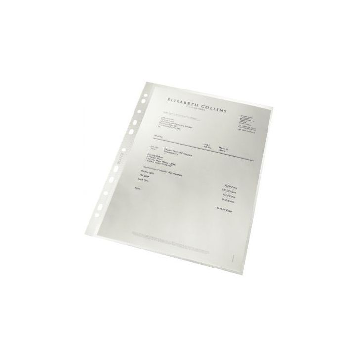 Boite de 100 pochettes perforées en polypropylène 10/100ème recyclé 47911103 LEITZ