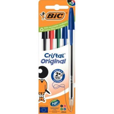 Achetez Blister de 5 stylos bille Cristal assortis 516346 CRISTAL BIC pas cher sur Ma Rentrée Scola..