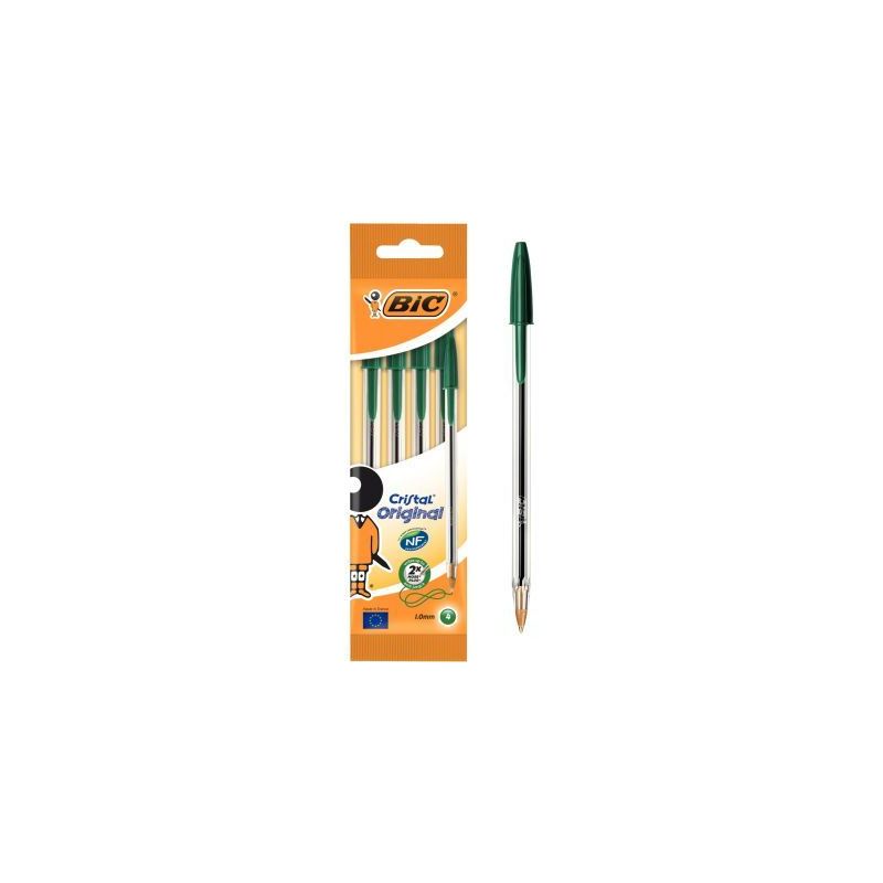 Achetez Blister de 4 stylos bille Cristal pointe moyenne verts 516334 CRISTAL BIC pas cher sur Ma Re..