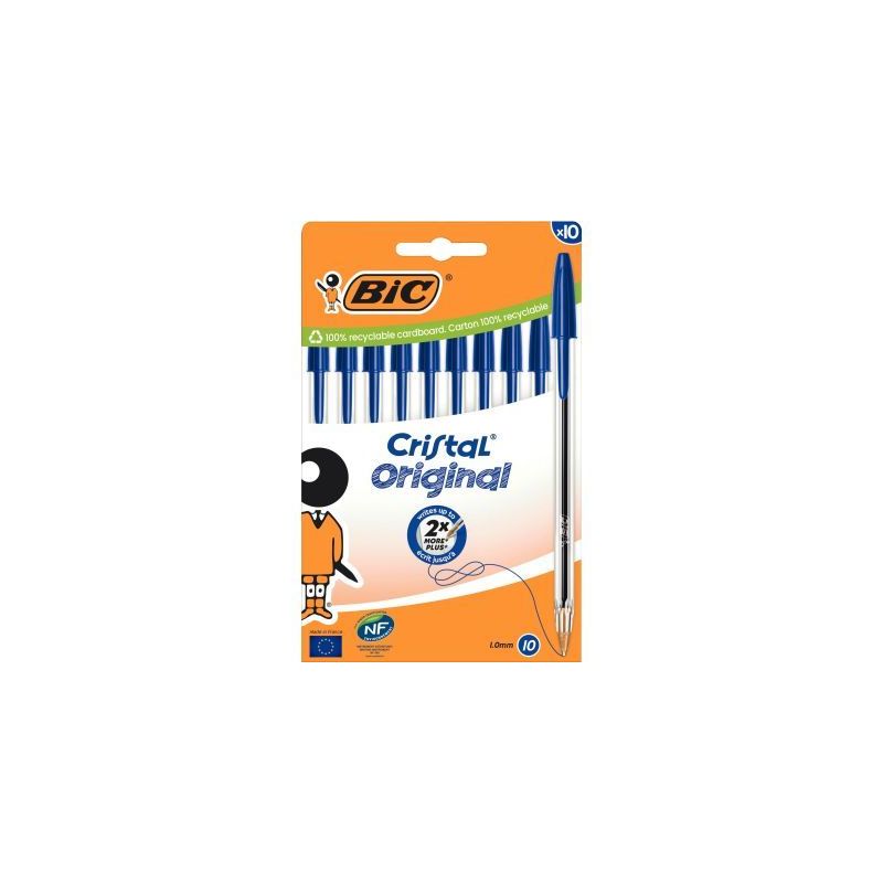 Achetez Boîte de 10 stylos bille Cristal pointe moyenne bleus 516352 CRISTAL BIC pas cher sur Ma Re..