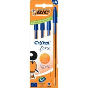 Achetez Blister de 4 stylos bille Cristal pointe fine bleus 516338 CRISTAL BIC pas cher sur Ma Rentr..