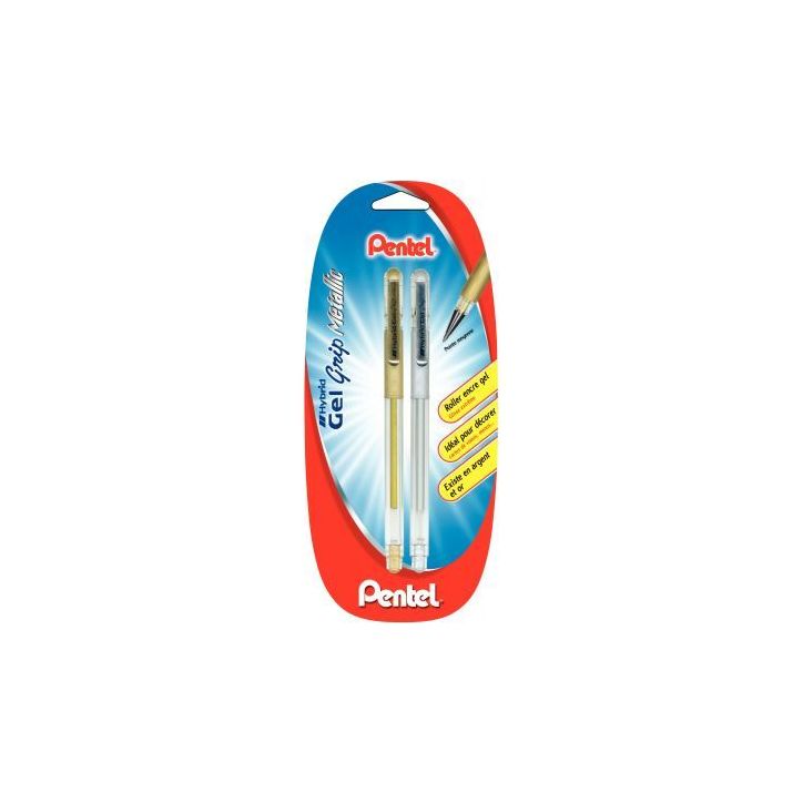 Blister de 2 rollers gel K118 or et argent 921 080 PENTEL