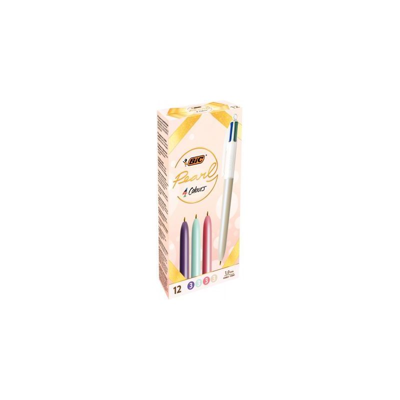 Achetez Boîte 12 stylos 4 couleurs Pearl assortis 522514 pas cher sur Ma Rentrée Scolaire