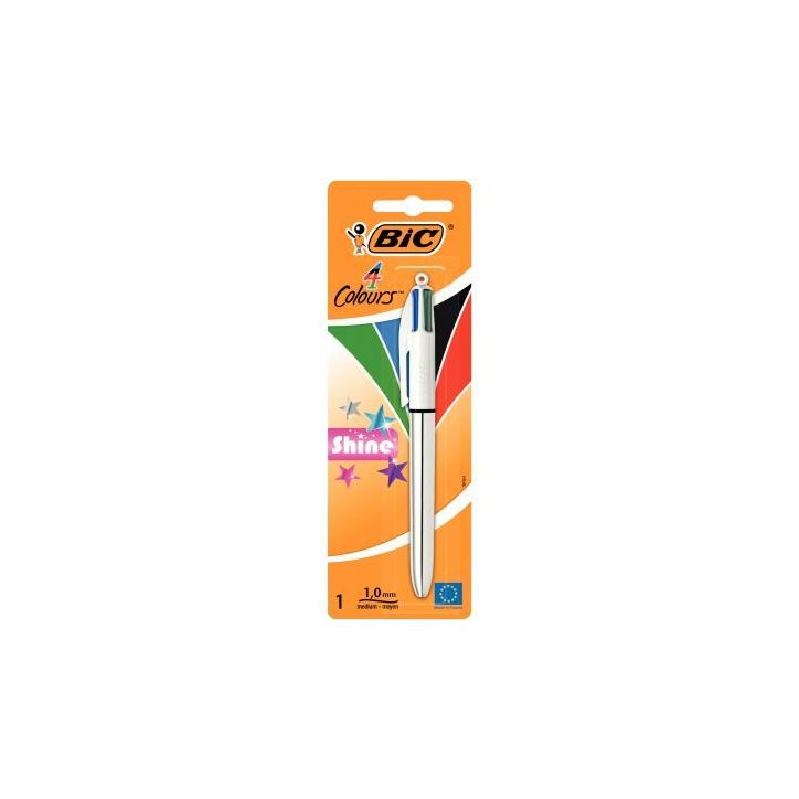 Blister 1 stylo bille de 4 Couleurs shine sliver 902126 4 COULEURS BIC