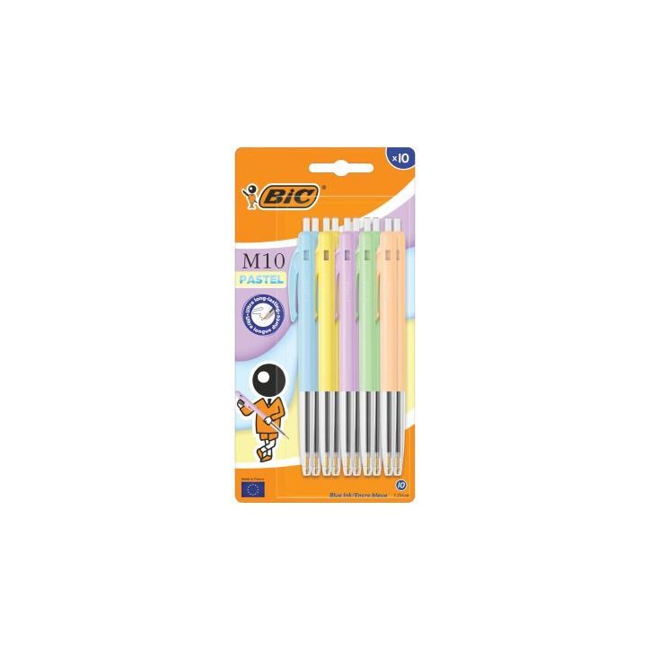 Blister de 10 stylos bille M10 pastel assortis 303235 M10 BIC