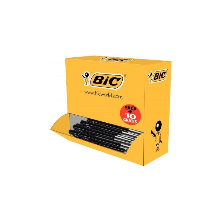Pack 90+10 stylos bille M10 rétractables pointe moyenne noirs 942917 BIC