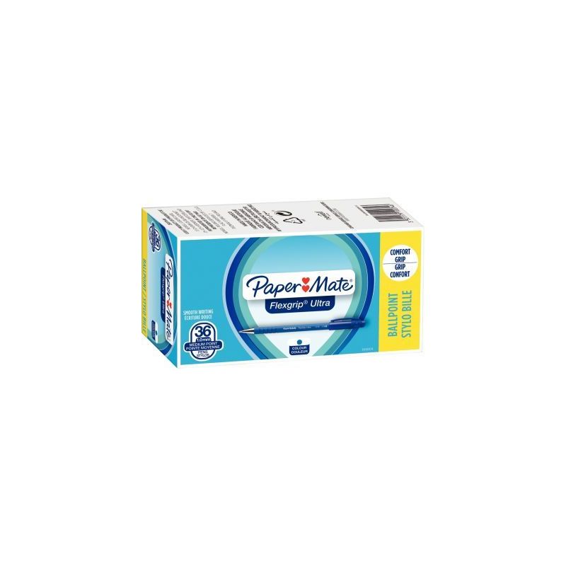 Achetez Pack de 36 stylos bille Flexgrip ultra dont 6 gratuits bleus 1910074 FLEXGRIP PAPER MATE pas..