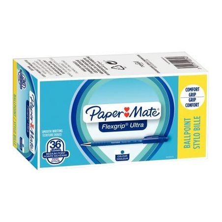 Achetez Pack de 36 stylos bille Flexgrip ultra dont 6 gratuits bleus 1910074 FLEXGRIP PAPER MATE pas..