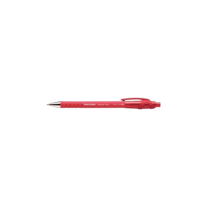 PAPERMATE Stylo bille Flexgrip pointe moyenne rétractable encre Rouge corps caoutchouc
