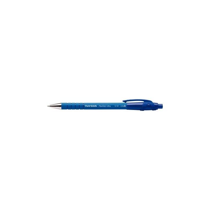PAPERMATE Stylo bille Flexgrip pointe moyenne rétractable encre Bleue corps caoutchouc