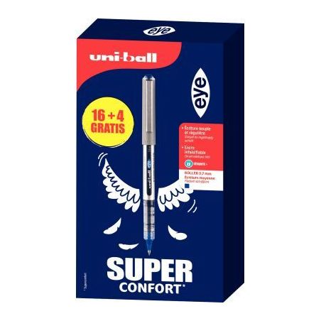 Achetez Boite de 20 Rollers Uniball eye UB157 pointe moyenne bleu dont 4 gratuits L UB157/16+4G B UN..