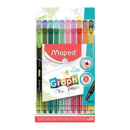 Achetez Pochette de 20 feutres Graph Peps assortis 749051 MAPED pas cher sur Ma Rentrée Scolaire