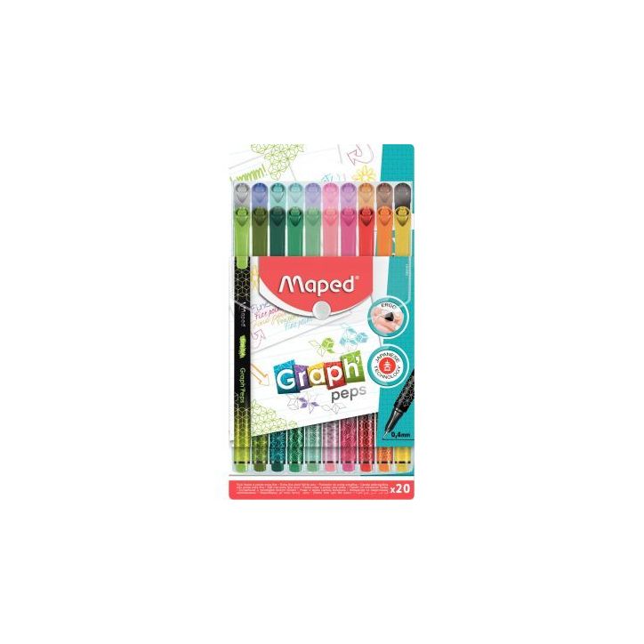 Pochette de 20 feutres Graph Peps assortis 749051 MAPED