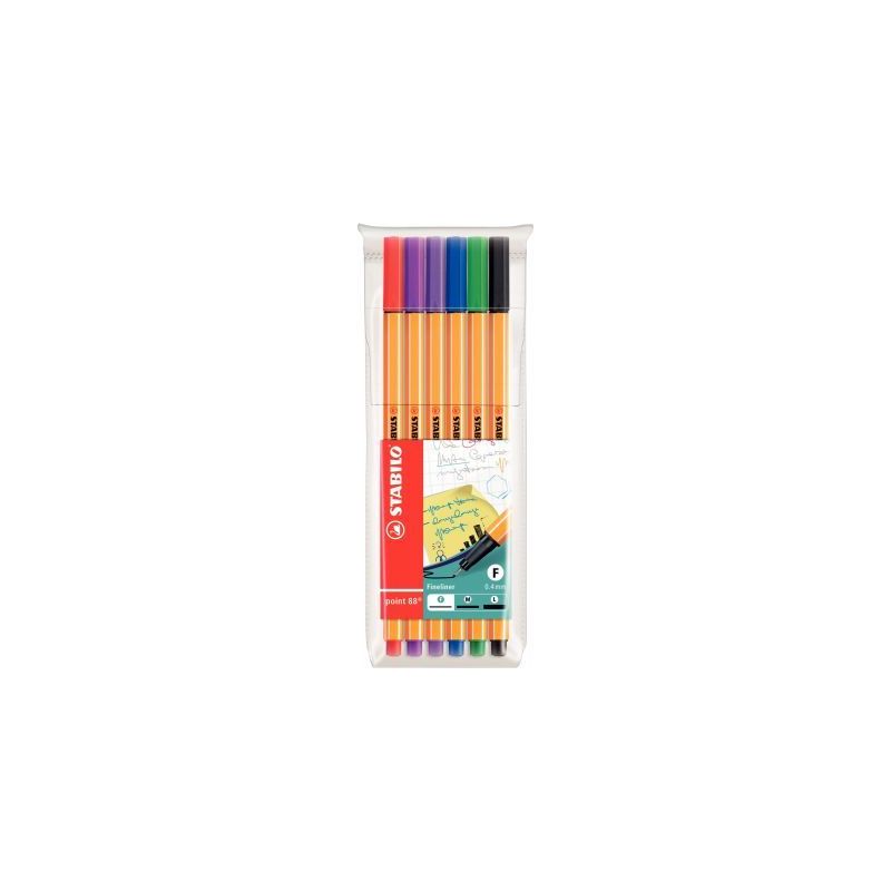 Achetez STABILO point 88 stylo-feutre pointe fine (0,4 mm) - Pochette de 6 stylo-feutres - Coloris a..