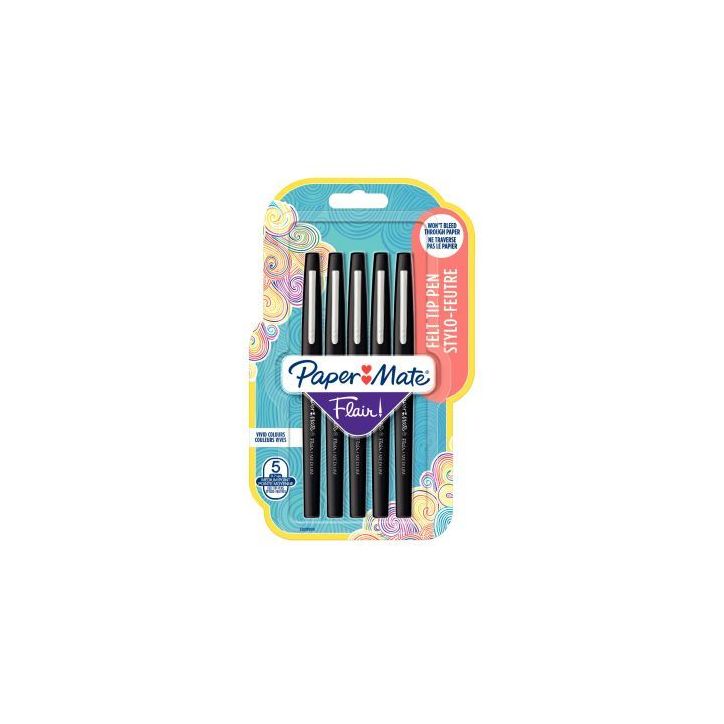 Blister de 5 feutres Flair noirs 2028909 FLAIR PAPER MATE