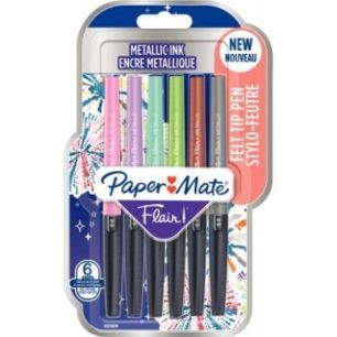 Achetez PAPERMATE Blister de 6 feutres Flair Metallic assortis pas cher sur Ma Rentrée Scolaire