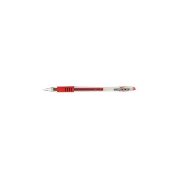 PILOT Stylo à  bille pointe moyenne encre gel Rouge corps plastique avec grip caoutchouc +capuchon G1 GRIP