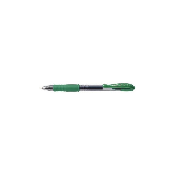 PILOT Stylo bille pointe moyenne rétractable encre gel Verte corps plastique avec grip caoutchouc G2