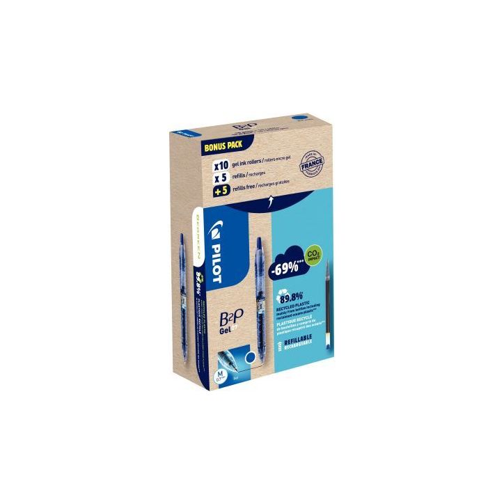 Pack de 10 stylos B2P gel + 10 recharges bleues 3131910556206 PILOT