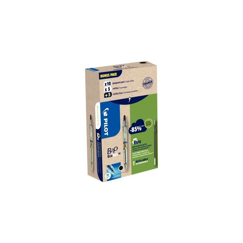 Achetez Greenpack de 10 stylos noirs + 10 recharges Ecoball noires 3131910586562 PILOT pas cher sur ..