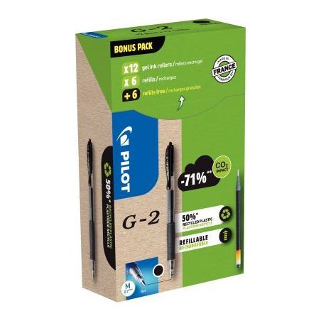 Achetez Greenpack 12 stylos noirs + 12 recharges G2 noires 3131910556176 PILOT pas cher sur Ma Rentr..