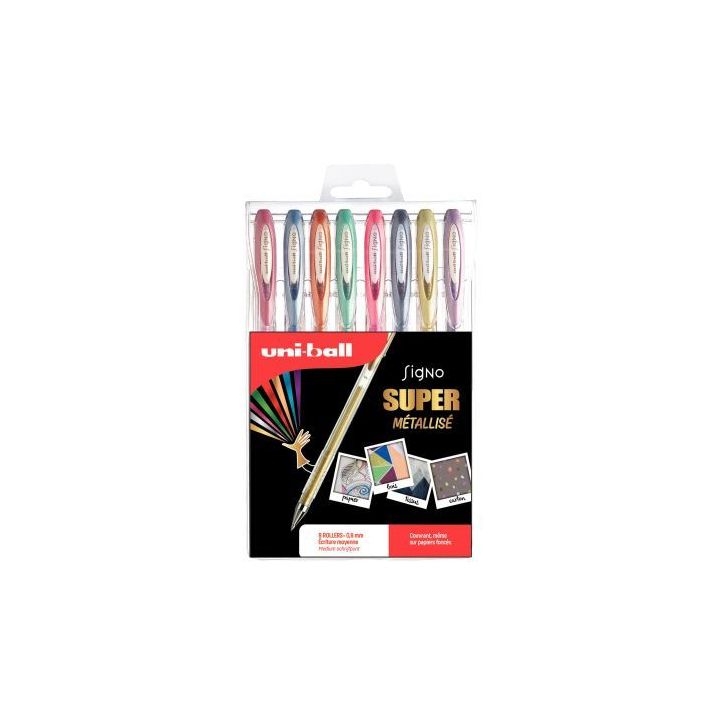 Pochette de 8 stylos gel Signo métallisés UM120NM/8 UNIBALL