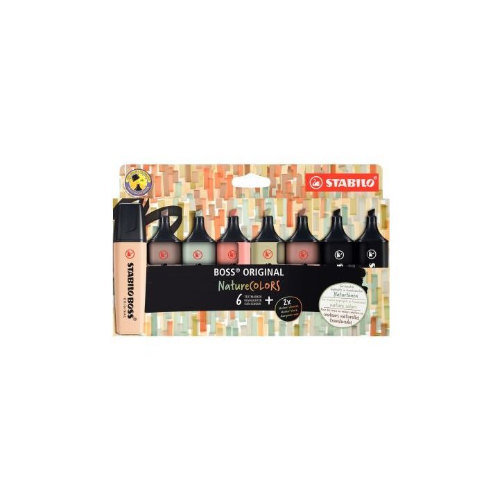Pochette de 8 surligneurs Boss nature 70/8-2-1 BOSS STABILO
