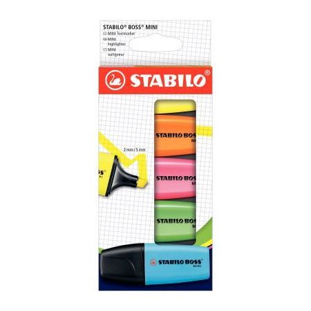 Achetez STABILO BOSS MINI surligneur pointe biseautée - Etui carton de 5 surligneurs - Coloris asso..