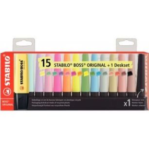 Achetez Set de bureau 15 surligneurs Boss assortis F60915 SAECO STABILO pas cher sur Ma Rentrée Sco..