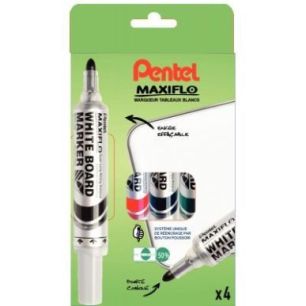 Achetez PENTEL Pochette de 4 marqueurs effaçables à  sec tableaux Blancs pointe ogive large encre..