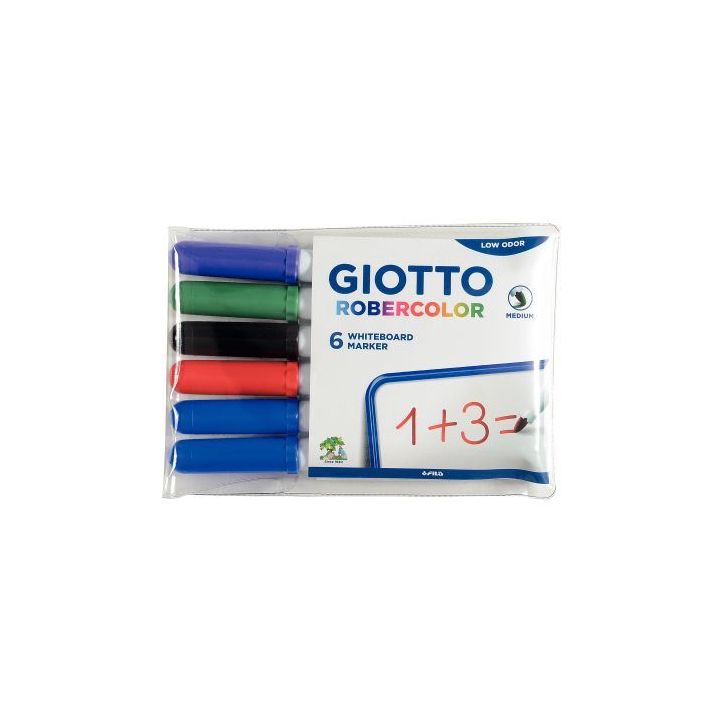 Etui de 6 feutres tableau blanc pointe moyenne ogive assortis F414200 GIOTTO