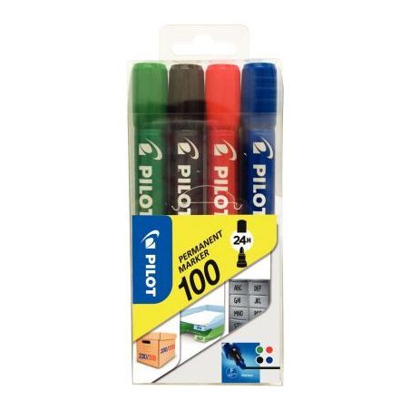 Achetez Set de 4 marqueurs permanents 100 pointe ogive assortis 3131910501725 PILOT pas cher sur Ma ..