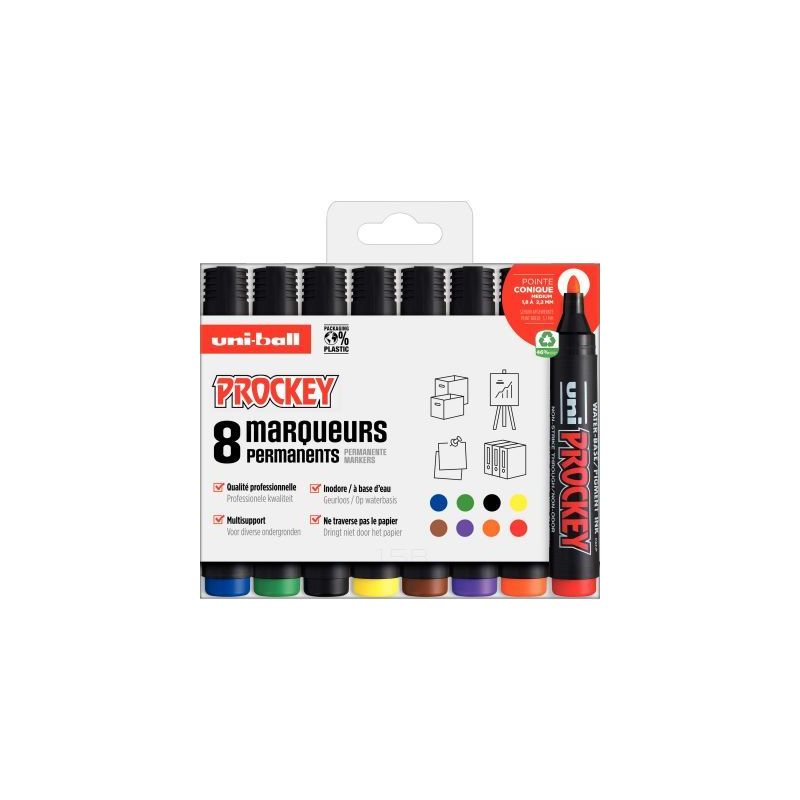 Achetez UNI-BALL Pochette de 8 marqueurs permanents pointe ogive encre pigmentée à  base d eau UN..
