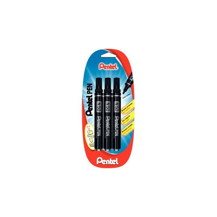 Blister de 3 marqueurs permanents N50 noirs 935001 PENTEL