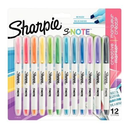 Achetez SHARPIE Pochette de 12 marqueurs permanents SHARPIE S-Note pointe biseautée. Coloris assort..