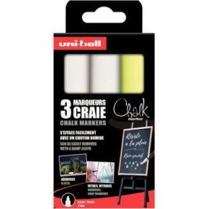 Achetez Pochette de 3 marqueurs craie Chalk 8mm assortis 2 blancs et 1 jaune fluo couleurs très lum..
