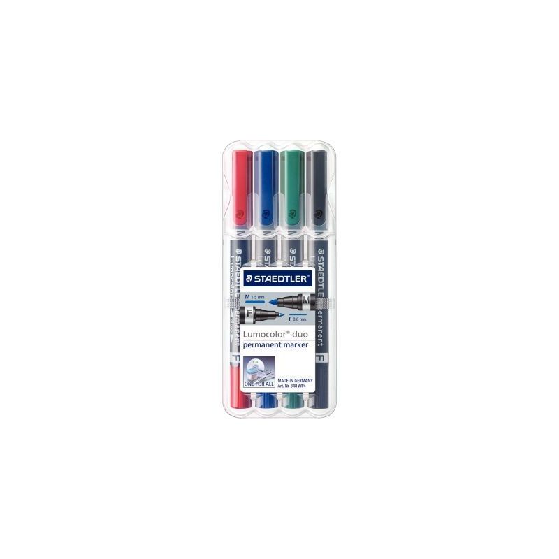 Achetez STAEDTLER Etui rigide de 4 marqueurs LUMOCOLORpermanent duo double pointe -coloris assortis ..