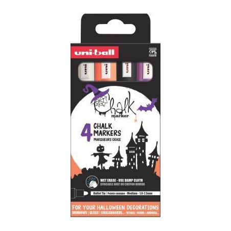 Achetez Pochette de 4 marqueurs Chalk Marker Halloween PWE5M/4PFASSF61 UNIBALL pas cher sur Ma Rentr..
